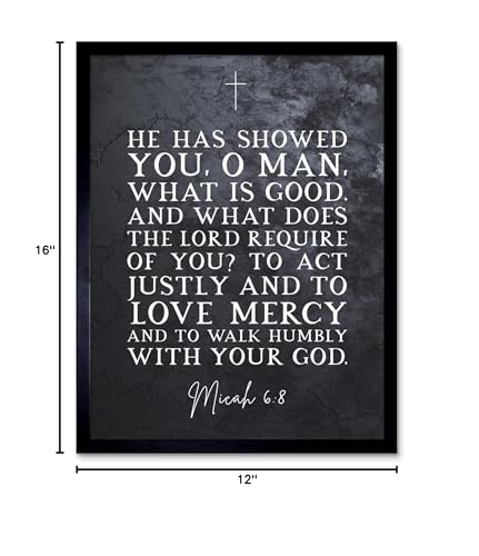 Artery8 Micah 6:8 Love Mercy Walk Humbly With Your God Christian Bible Verse Quote Scripture Typography Art Print Framed Poster Wall Decor 12x16 inch - Thumbnail 7