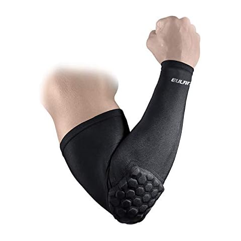 EULANT Protective Shooter Sleeve,Goalkeeper Arm Protectors Men & Women,Protective Hex Pad Arm Sleeves Crashproof Elbow Support Pad for Basketball Football Softball Cricket Volleyball,Black M Cover