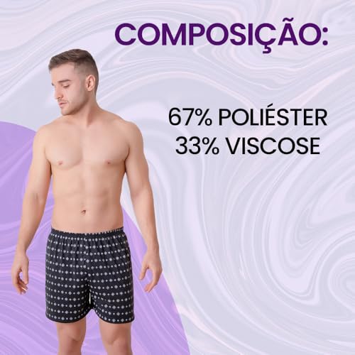 Kit 3 Samba Canção Masculina Diones Com Elástico Na Cintura | Sortido | M