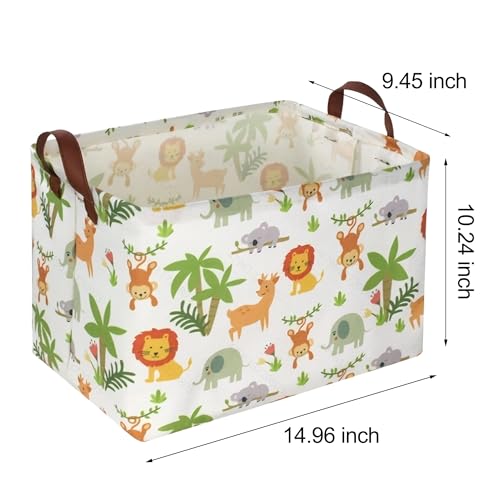 Image of Rectangle Storage Basket Cute Canvas Organizer Bin for Pet /Children Toys, Books, Clothes Perfect for Rooms /Playroom (Animal)