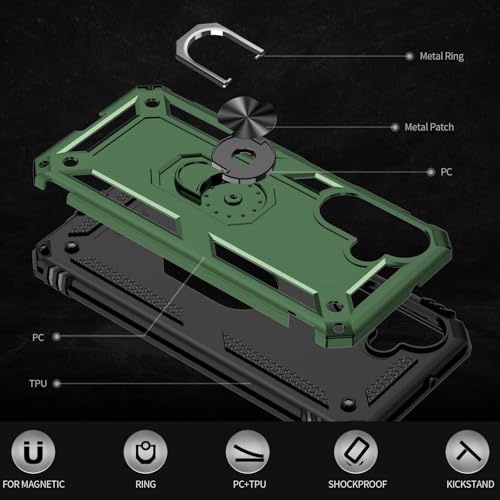 Coque Samsung Galaxy A26 Yiakeng vert militaire avec protège-écran