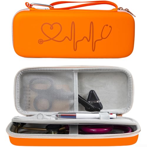 Étui de transport pour stéthoscope avec coque rigide en polyuréthane et couche de support EVA offrant une protection fonctionnelle pour une utilisation de routine (orange)