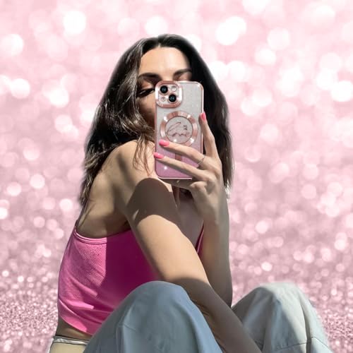 Image of ZIYE Magnetic Case Designed for iPhone 14 Glitter Case-Pink