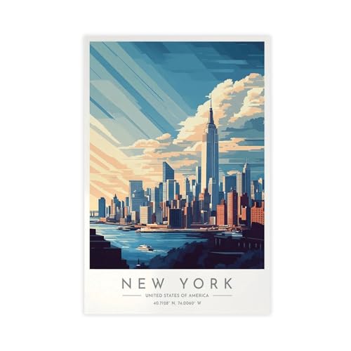 Poster de voyage New York 60x90 cm pour déco de chambre ou bureau