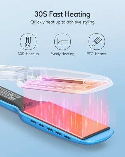 Wavytalk 35-US-WA139BLUE-2GR08827 Hair Straightener, 1.7 Inch Wide Titanium Wet To Dry Flat Iron thumb #4