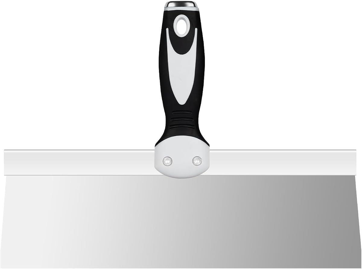 Mister Rui 12" Stainless Steel Drywall Taping Knife, Soft Grip Handle | 12" stainless steel skimming blade for drywall joint taping & plastering. Durable, flexible blade for smooth finish