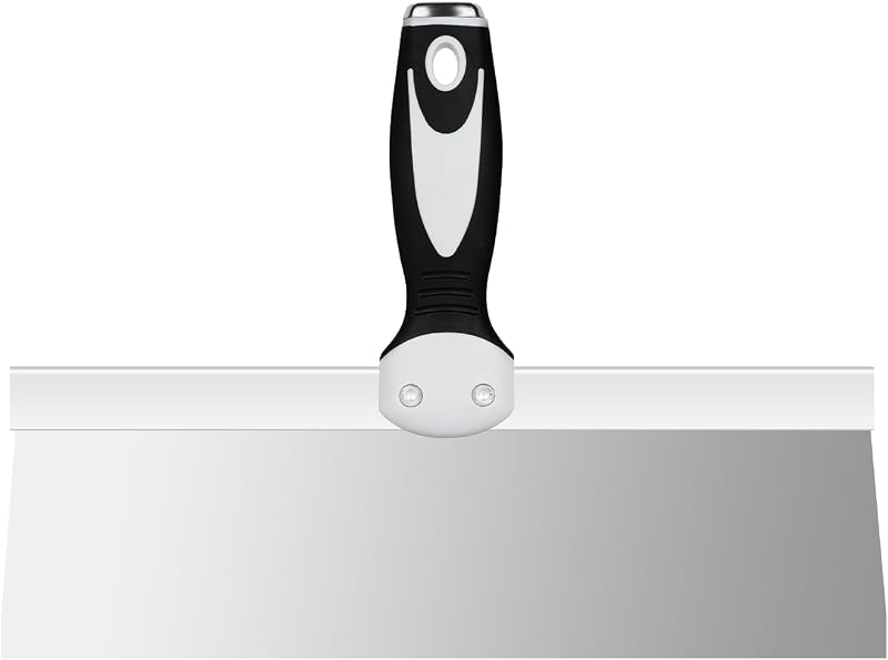 Mister Rui 12" Stainless Steel Drywall Taping Knife, Soft Grip Handle | 12" stainless steel skimming blade for drywall joint taping & plastering. Durable, flexible blade for smooth finish