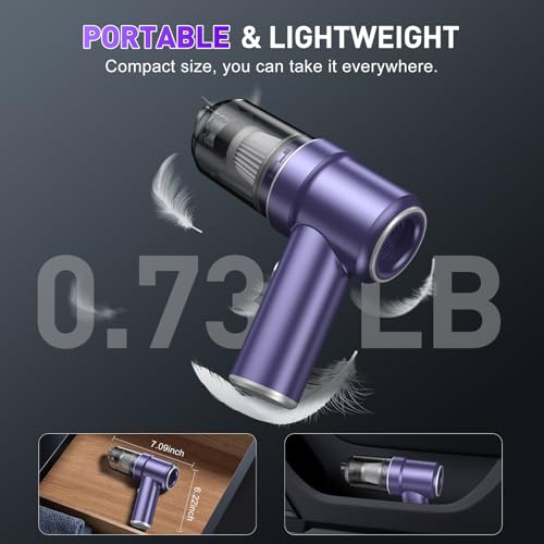 Image of KMM Handheld Car Vacuum Cleaner, 9000PA Vacuum Cleaner & Air Duster, 120W High Power Vacuum Portable Cordless, Hand Held Vacuum Rechargeable with Multi-Nozzles & LED Light for Home, Car, Office