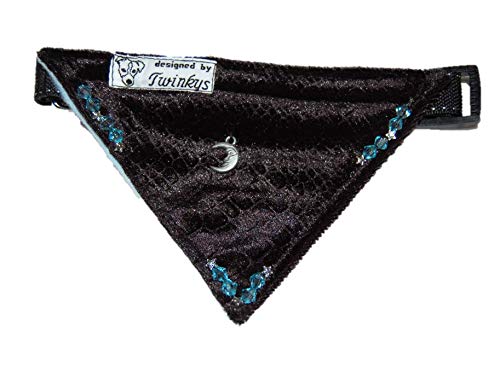 twinkys Dog Style fazzoletto da collo/collare M Nero Velluto Effetto con Asterisco Perle e Luna