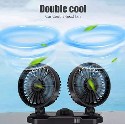 12V Dual Head Car Fan Cooler 360 Degrees Adjustable Durable Cooler Fan Auto Air Conditioning Car Cooling Swing Fan
