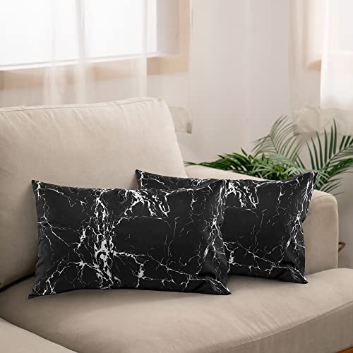 TOCOMOA Kissenbezug 40x80 cm Mikrofaser Kissenbezug 2teilig,Marmor Optik Schwarz Weiß Kopfkissenbezug mit Reißverschluss, Superweicher Premium und Hypoallergen Kissenhülle Cover