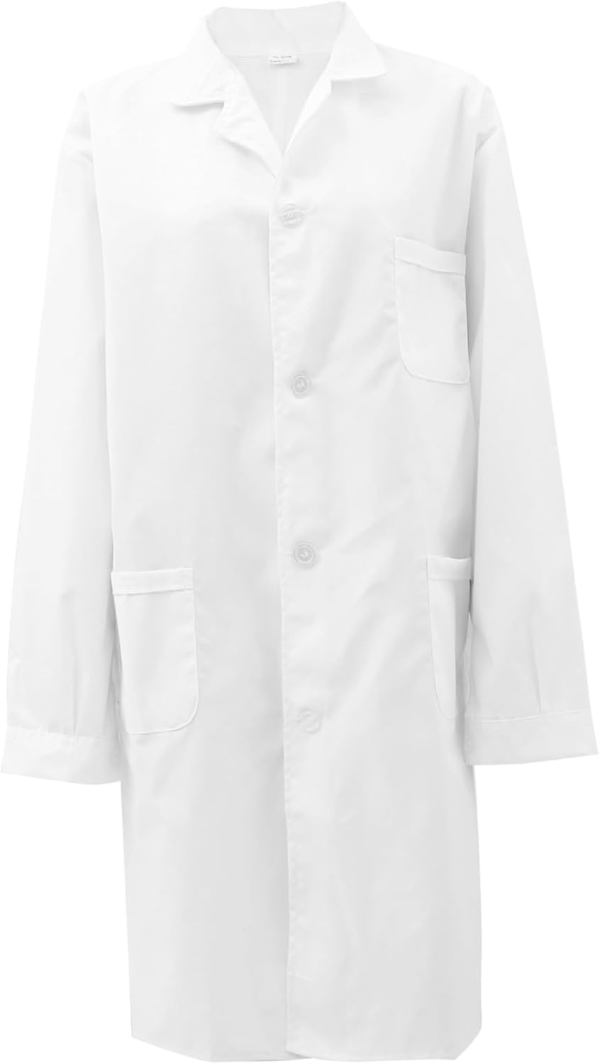 Men's Long Sleeve Laboratory Coat Size Xxl Cotton White for Doctors