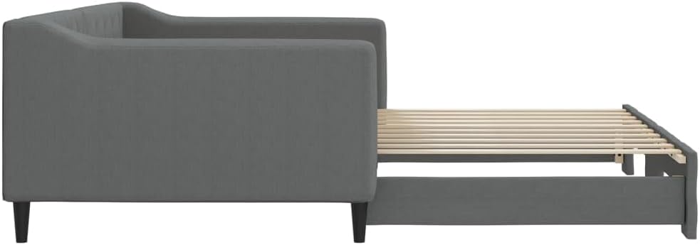 Dark Gray daybed with Trundle Sturdy Fabric Platform Bed Frame Modern Minimalist Design for Bedroom Mattress Support and Easy Assembly no-Box-Spring-Needed Foundation