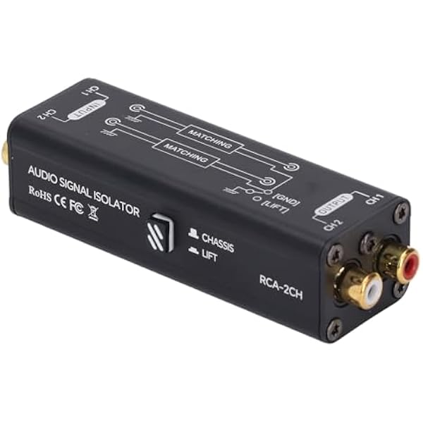 Izolator szumów pętli uziemienia 2-kanałowy filtr audio 600Ω 0-20kHz eliminator zakłóceń