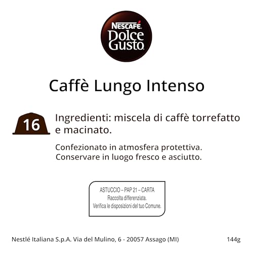 Café Capsules Compatible Dolce Gusto Lungo Intenso Intensité 9 Nescafe Dolce Gusto La Boîte De 16 Capsules - vue 10