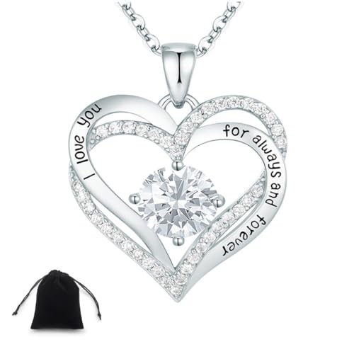 KSUKTSW Pingente coração prata colar coração Dia dos Namorados para mulher Love colar pendentes dia dos namorados, Aço inoxidável, Sem Pedra Preciosa