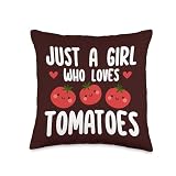 Just a Girl Who Loves Tomatoes Funny Fruitarian Tomato Lover Throw Pillow