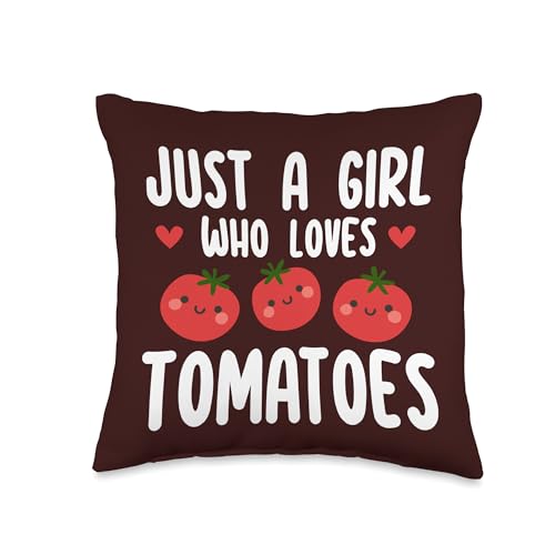 Just a Girl Who Loves Tomatoes Funny Fruitarian Tomato Lover Throw Pillow