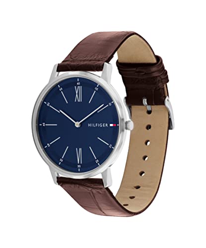 Tommy Hilfiger Men's Quartz Stainless Steel And Leather Strap Dressy Watch, Color: Brown (Model: 1791514) #TOP1