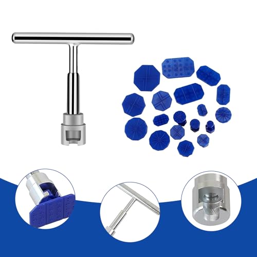 ZhongShuang Dellen Reparaturset Auto Ausbeulwerkzeug Karosserie T Bar Puller Mit 18 Stück Saugnapf Lackfreies Dellen Reparatur Werkzeug Für DIY Beulen Entfernung Auto Dent Puller Kit