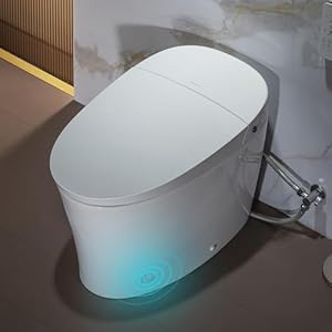 WOODBRIDGE Smart Bidet Toilet, Auto Open & Close, Auto Flush, Foot Sensor Operation, Heated Seat and Integrated Multi Function Remote Control in White