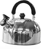 Green Haven Bollitore da campeggio a fischio, da 2 l, in acciaio inox, portatile, da viaggio, bollitore da campeggio per fornello a gas, fornello elettrico e falò, bollitore veloce e con manico