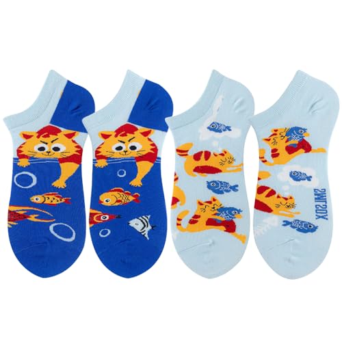 Image of 2 Pairs Funny Cartoon Animal Print Cotton Ankle Socks for Women Teens