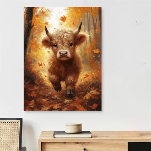 Activité manuelle adulte peinture par numéro vache cadeau idéal déco murale