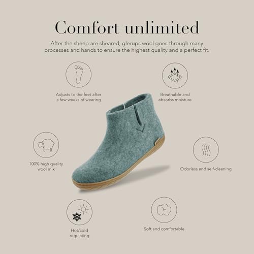 Image of Glerups 100% quality wool mix Boot Slipper with rubber sole - Unisex