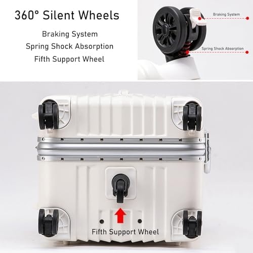LEOVEN 바퀴 5개가 있는 하드사이드 수하물, LS-2311 PC+ABS 하드 쉘 슈트케이스, 컵 홀더, USB, C타입, 3:7 비율, 대용량, 알루미늄 프레임, TSA 세관 잠금, 브레이크 및 충격 흡수 장치 포함, 핑크, 76.2cm(30인치), 모던. — 사진 7