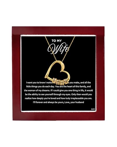 ziella Jewelry To My Wife Necklace -Familys Love Engraved Name Pendant Personalized Heart Custom Necklace for Women (Gold deeply youre loved)
