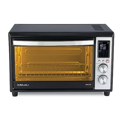 Bajaj 29L Hybrid Oven Toaster Griller |Digital Display|12 Pre-Set Menus|Oven For Kitchen|Illuminated Chamber,Motorised Rotisserie&Convection 2 Year Warranty|Black&Chrome,1600 Watts,29 Liter