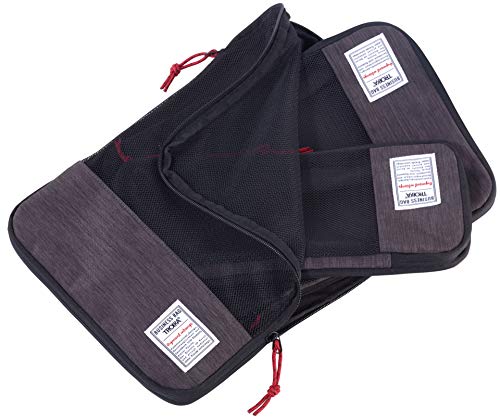 TROIKA Reise-Kompressionstaschen Set BUSINESS PACKING CUBES Packwürfel-Set 3 Packtaschen mit Reißverschluss und zusätzlichem Kompressionsreißverschluss geordnetes & knitterfreies Packen