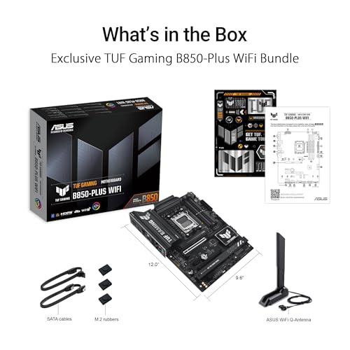 Image of ASUS TUF Gaming B850-PLUS WiFi AMD AM5 B850 ATX Motherboard, 14+2+1 80A Stages, AI Ready, DDR5, PCIe 5.0, 3X M.2, Wi-Fi 7, 2.5Gb LAN, DisplayPort, HDMI, USB 10Gbps & 20Gbps Type-C, BIOS Flashback | 14 Plus 2 Plus 1 80a Drmos Power Stages, AM5 Socket, 4 Dimm, Pcie 5.0 X16 Safeslot, 3x M.2, WI-FI 7 and Bluetooth V5.4