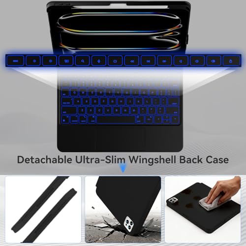 CNAIDUNR Detachable Keyboard Case for iPad 11th A16 & 10th Gen 10.9", Black - image 2