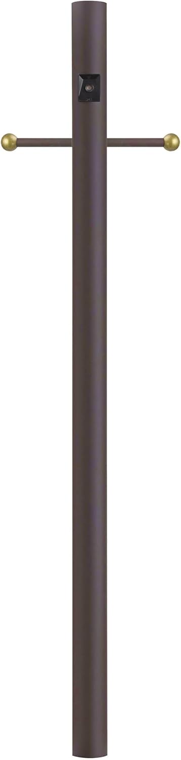 Solus 7-Foot Direct Burial Lamp Post – Aluminum Outdoor Light Pole with Decorative Cross Arm & Dusk-to-Dawn Sensor – Fits 3" Fixtures – Black, Bronze, or White – Made in USA (Bronze, Single)