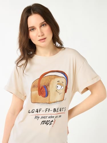 Image of Bewakoof Women's My Badass Graphic Printed 100% Cotton T-Shirt - Boyfriend Fit, Round Neck, Half Sleeve