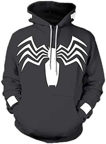 Unisex Adult 3D Clothing Black White Venom Spider Cosplay Hooded Sweatshirt