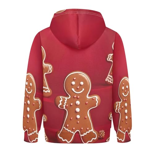 Kids Hoodies Sweaters Christmas Gingerbread Hooded Sweatshirts with Big Pockets for Boys Girls B04000212
