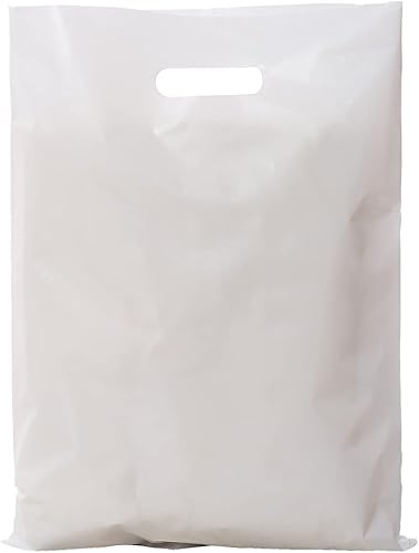 ysmile Bolsa de plástico para compras para pequeñas empresas, bolsa de polietileno para mercancías con asa troquelada de gran tamaño 11.8x15.8 -