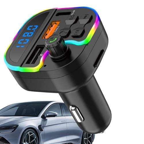 Transmisor FM, adaptador de cargador de coche | Reproductor de MP3 con transmisor FM portátil para automóvil | Transmisor FM USB, adaptador de coche inalámbrico, cargador de coche USB para smart