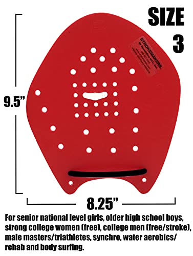 (Tamanho 3, vermelho) - Strokemakers da Speedshop Int'l Swimming Hand Paddles para treinamento de n
