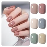 GAOY Neutral Gel Nail Polish Set, 6 Colors Blue Green Beige White, UV Light Cure Gel Polish for Salon and Nail Art DIY at Home