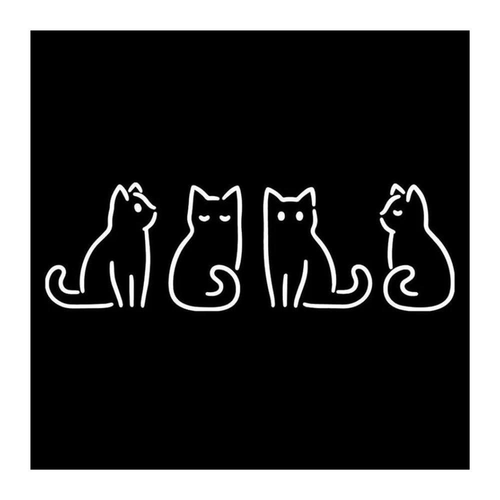 Cat Car Window Sticker Animal Decal Window Bumper Exterior Decoration Accessories(Silver)