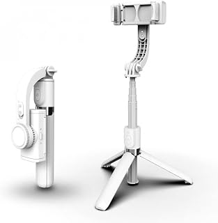 L08 Gimbal Estabilizador com anti-vibração e disparo estável com controle remoto multifuncional Rotação de 360° com tripé embutido (Branco)