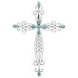 Dicksons Filigree Black Turquoise Stones 20 Inch Metal Decorative Hanging Wall Cross