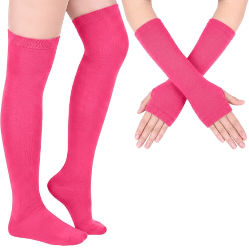 Image of Geyoga Arm Warmers Leg Warmers Striped Thigh High Socks Fingerless Gloves Stockings Christmas Halloween