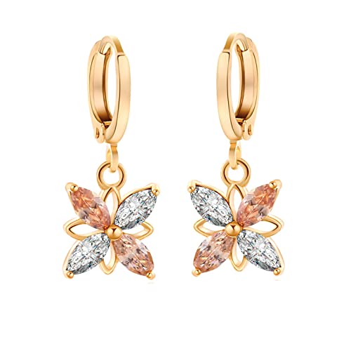 Boucles d'oreilles citrine moissanite femmes créoles or 18 carats