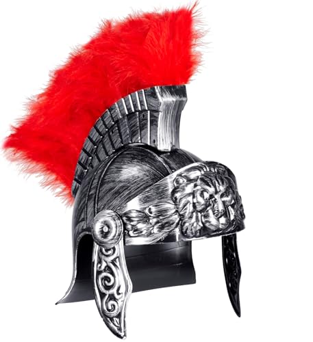 TrendandStylez Römerhelm & Spartaner Helm für Erwachsene. Antiker Kostümhelm mit Federbusch als Zenturio in Bronze/Silber oder Gladiator. Perfekt für Karneval, Halloween & Mottoparty. (Silber)