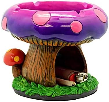 Colonial Tin Works Cute Mushroom House Ashtrays with Storage - Ashtrays for Weed Smokers and Bong Users with Smoking Accessories Collection and Home Office Ornament Gifts